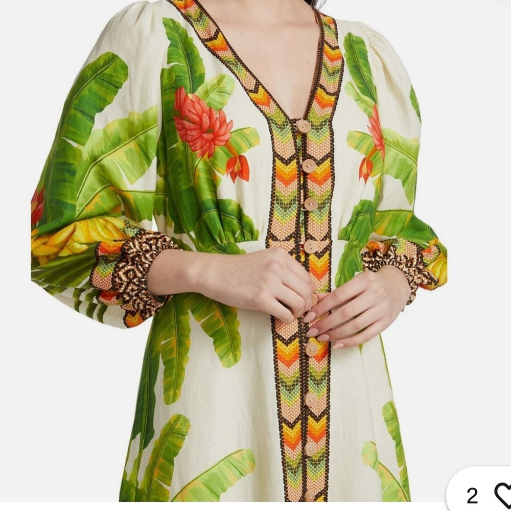 FARM RIO FRESH FOREST SCARF MIDI DRESS. NWOT. - Picture 2 of 4